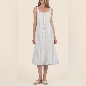 Kut from the Kloth White and Blue Striped Midi Dress